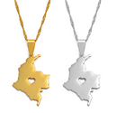 Colombia Map with Heart Pendant Necklace