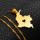 Colombia Map with Heart Pendant Necklace