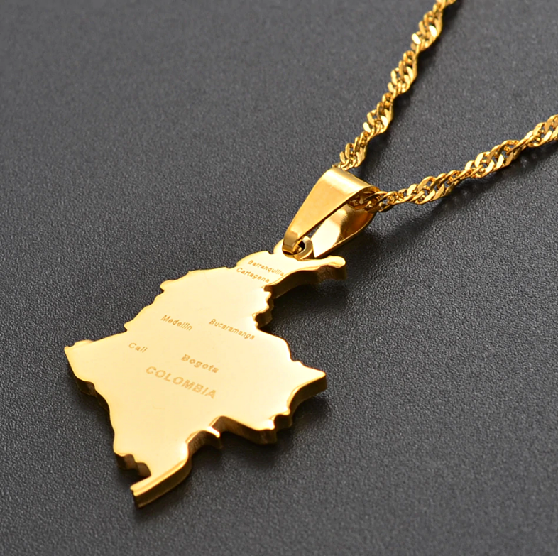 Colombia Map Pendant Necklace