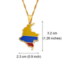Colombia Map Flag Pendant Necklace