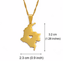 Colombia Map with Heart Pendant Necklace