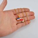 Costa Rica Map with flag Pendant Necklace