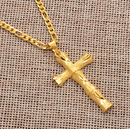 Christian Cross Bamboo Style Pendant Necklace