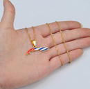 Cuba Map with Flag Pendant Necklace