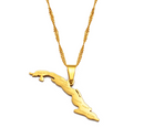 Cuba Map with Cities Pendant Necklace