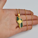 Dominica Map with Flag Pendant Necklace