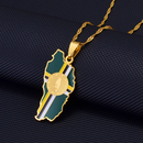 Dominica Map with Flag Pendant Necklace