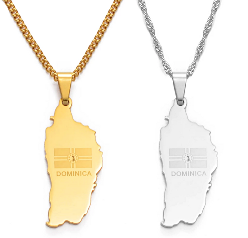 Stainless Steel Dominican Map Pendant Necklaces Dominicans Country Stainless Steel Dominican Map Pendant Necklaces Dominicans Country