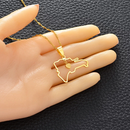 Dominican Republic Map Outline Pendant Necklace