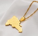 Dominican Republic Map with Cities Pendant Necklace