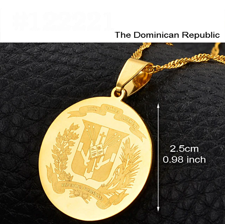 Dominican Republic Emblem Pendant Necklace