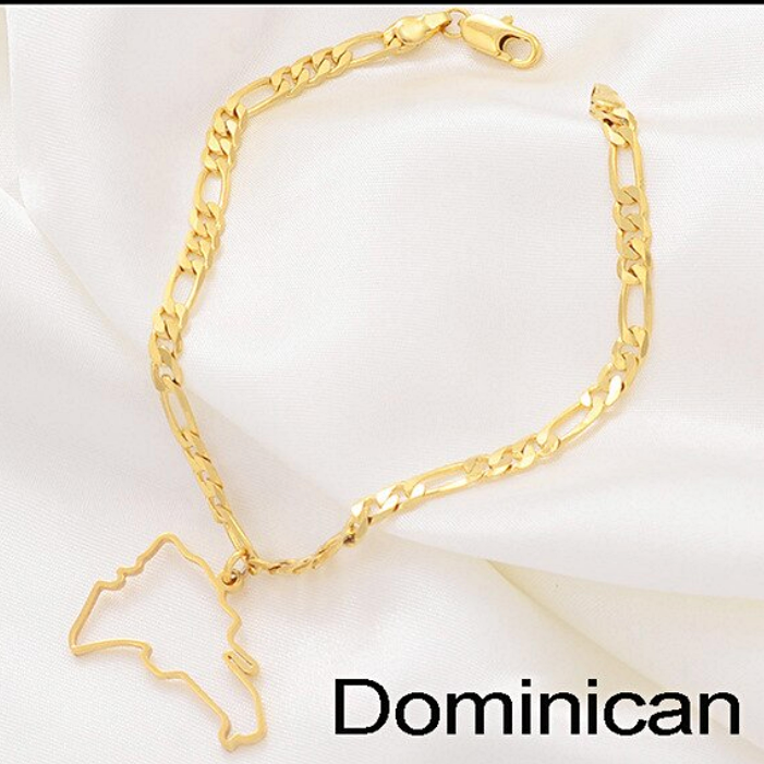 Dominican Republic Map Outline Ankle Bracelet