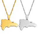 Dominican Republic Map with Cities Pendant Necklace