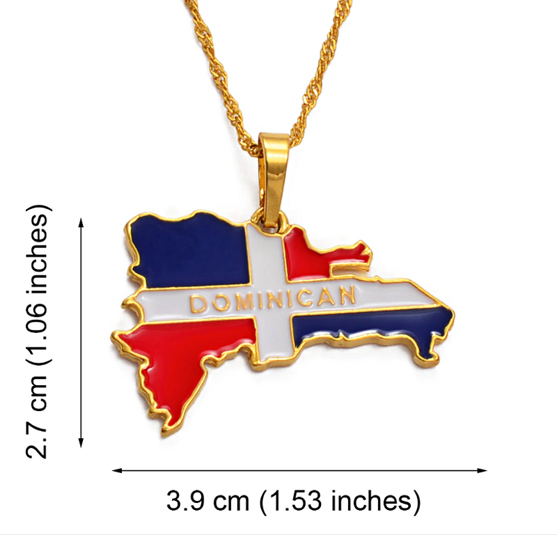 Dominican Republic Map Pendant Necklace