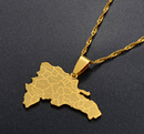 Dominican Republic Map with Cities Pendant Necklace