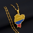 Ecuador Map with Flag Pendant Necklace