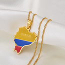 Ecuador Map with Flag Pendant Necklace