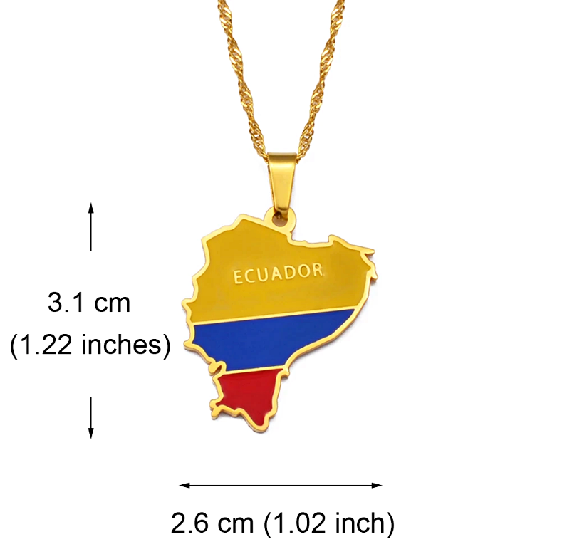 Ecuador map with flag Pendant Necklace