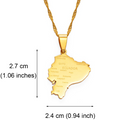 Ecuador Map with Cities Pendant Necklace