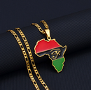 African Map with Egyptian Symbol Pendant Necklace