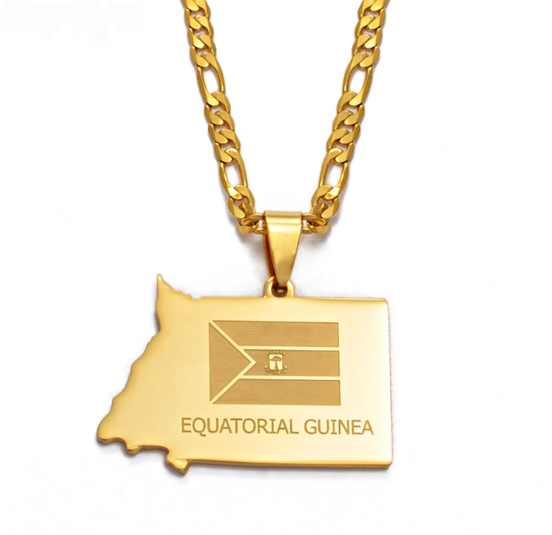 Equatorial Guinea Map Pendant Necklace
