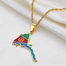 Eritrea Map with Flag Pendant Necklace