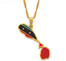 Saint Kitts And Nevis Map with Flag Pendant Necklace
