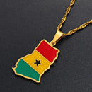 Ghana Map With Flag Necklace