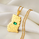 Ghana Map with Green Stone Pendant Necklace