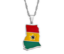 Ghana Map With Flag Necklace