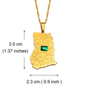 Ghana Map with Green Stone Pendant Necklace