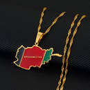 Afghanistan Map With Flag Pendant Necklace