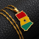 Ghana Map With Flag Necklace