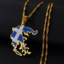 Greece Map with Flag Pendant Necklace