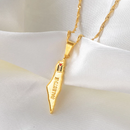 Palestine Map with Flag Name Pendant Necklace