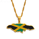 Jamaica Map with Flag Pendant Necklace