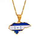 Honduras Map with Flag Pendant Necklace