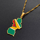 Guyana Map with Flag Pendant Necklace