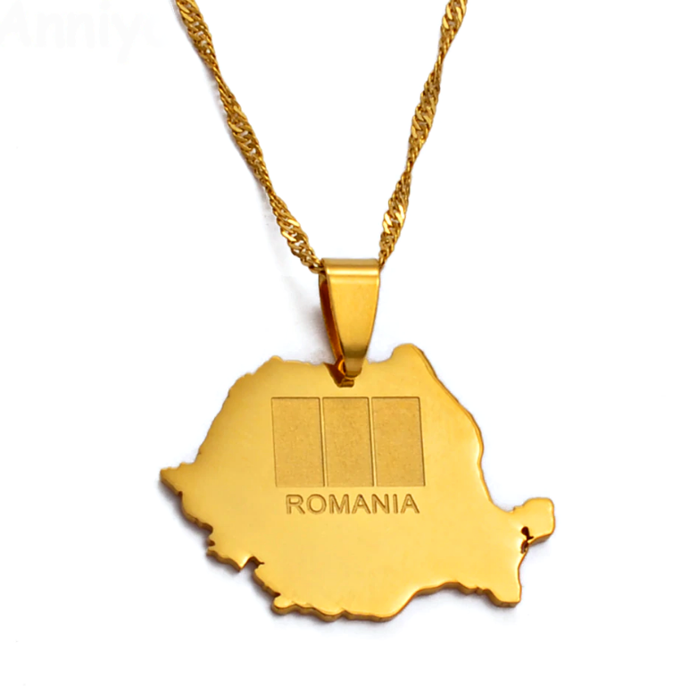 Romania Map Pendant Necklace