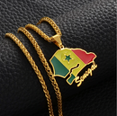 Senegal Map with Flag Pendant Necklace