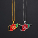 Afghanistan Map With Flag Pendant Necklace