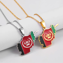 Afghanistan Map With Flag Pendant Necklace