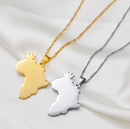 Africa Map Crown Pendant Necklace