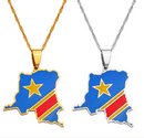Democratic Republic of Congo Map with Flag Necklace