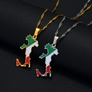 Italy Map with Flag Pendant Necklace