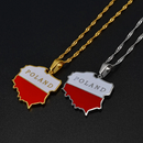Poland Map with Flag Pendant Necklace