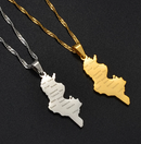 Tunisia Map with Cities Pendant Necklace