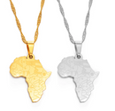 Africa Map with Flag Symbols Necklace