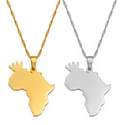 Africa Map Crown Pendant Necklace