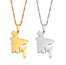 Bangladesh Map with Cities Pendant Necklace